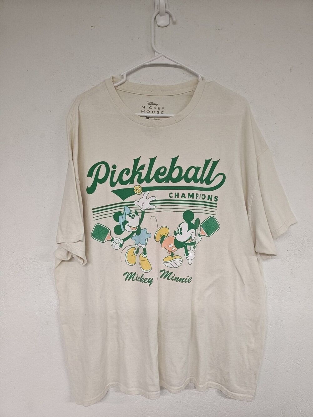 Disney Mickey Minnie Mouse Pickleball Champions T Shirt XXL Cream Graphic Tee